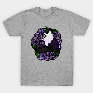 Tuxedo Cat Roses T-Shirt